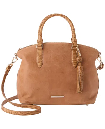 Brahmin Duxbury Medium Leather Satchel Handbag In Tan Adrift