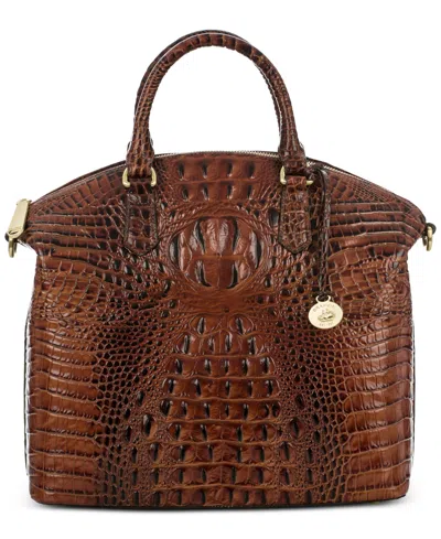 Brahmin Duxbury Satchel Apricot Rose Melbourne Large Leather Satchel In Pecan Melbourne