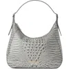 Brahmin Edie Croc Embossed Leather Shoulder Bag In Gray