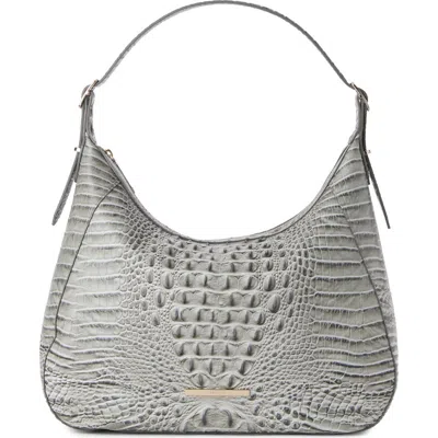 Brahmin Edie Croc Embossed Leather Shoulder Bag In Gray