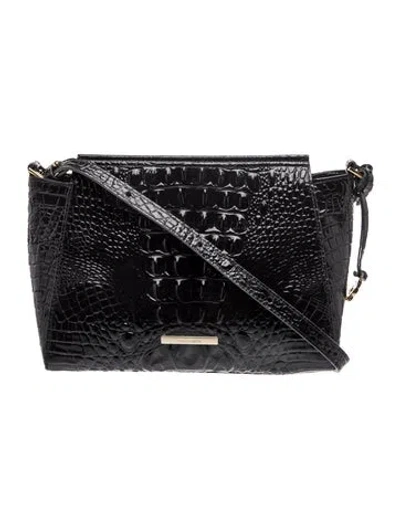Pre-owned Brahmin Embossed Leather Crossbody Bag In Black
