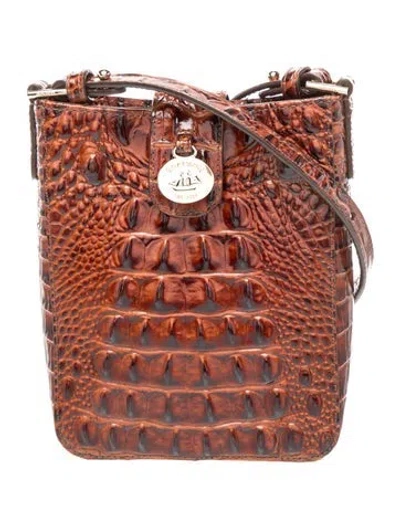 Pre-owned Brahmin Embossed Leather Crossbody Bag In Brown