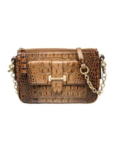 Pre-owned Brahmin Embossed Leather Crossbody Bag In Brown