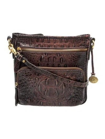 Pre-owned Brahmin Embossed Leather Messenger Bag In Brown