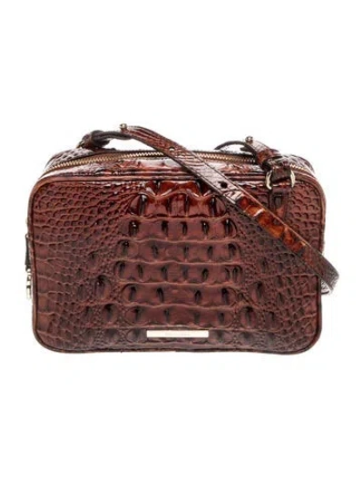 Pre-owned Brahmin Embossed Leather Shoulder Bag In Brown