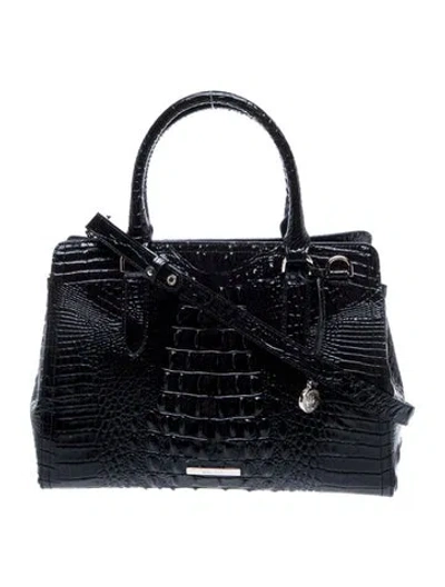 Pre-owned Brahmin Embossed Leather Top Handle Bag In Blue