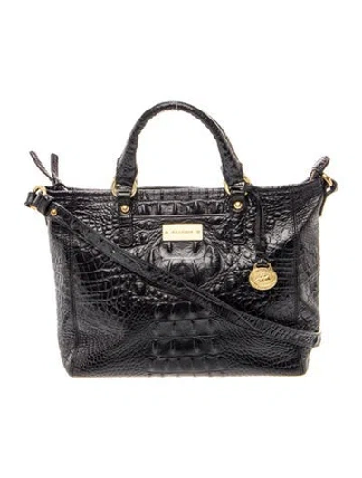 Pre-owned Brahmin Embossed Leather Top Handle Bag In Blue