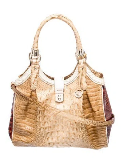 Pre-owned Brahmin Embossed Leather Top Handle Bag W/ Tags In Neutrals