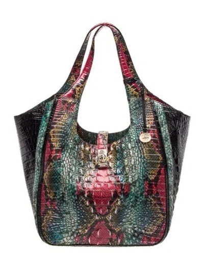 Pre-owned Brahmin Embossed Leather Tote In Black