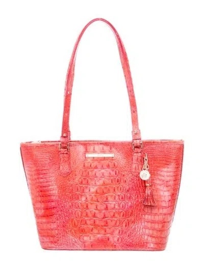 Pre-owned Brahmin Embossed Leather Tote In Pink