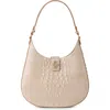 Brahmin Fallon Croc Embossed Leather Shoulder Bag In Tiramisu