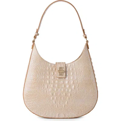 Brahmin Fallon Croc Embossed Leather Shoulder Bag In Tiramisu