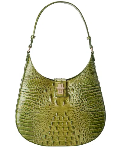Brahmin Fallon Melbourne Medium Leather Shoulder Bag In Olive Melbourne Ombre