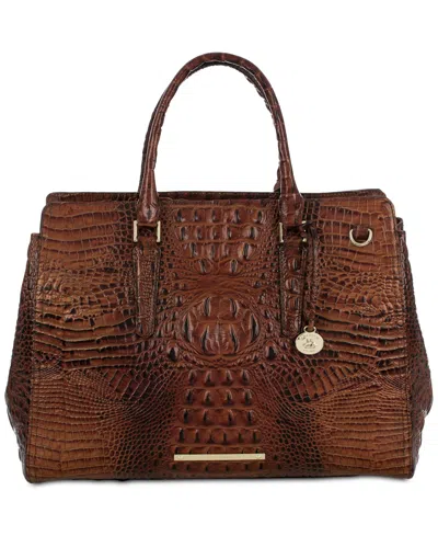 Brahmin Finley Large Leather Carryall Satchel Bag In Brown