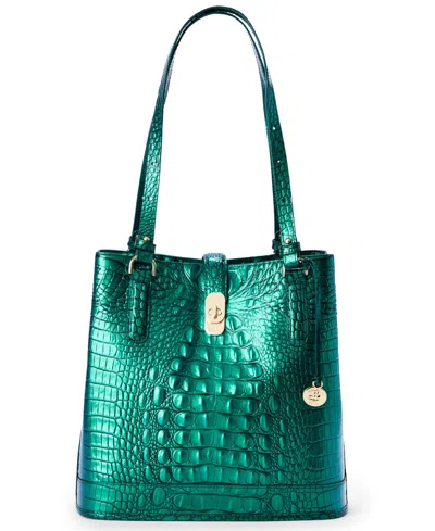 Brahmin Fiora Melbourne Embossed Leather Shoulder Bag In Green