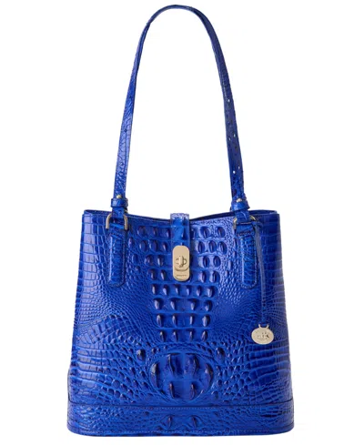 Brahmin Fiora Melbourne Medium Leather Bucket Handbag In Blue