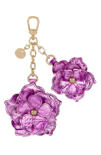 Brahmin Flower Duo Bag Charm In Lilac Essence