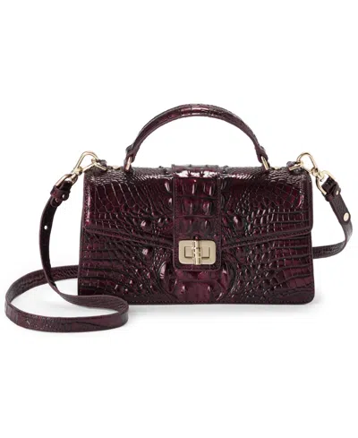 Brahmin Genie Melbourne Leather Small Crossbody Handbag In Oxblood