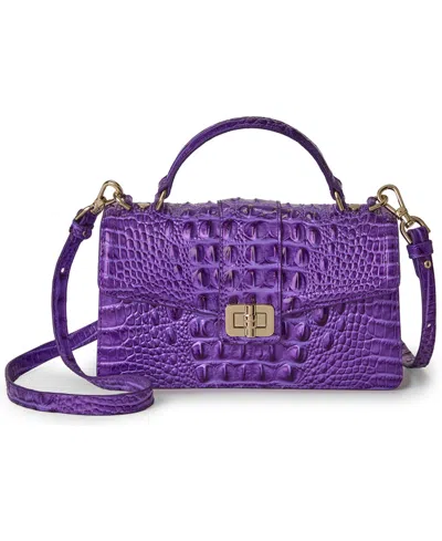 Brahmin Genie Melbourne Leather Small Crossbody Handbag In Purple