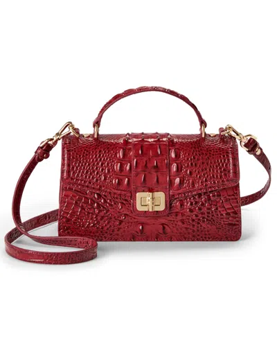 Brahmin Genie Melbourne Leather Small Crossbody Handbag In Volcanic Red