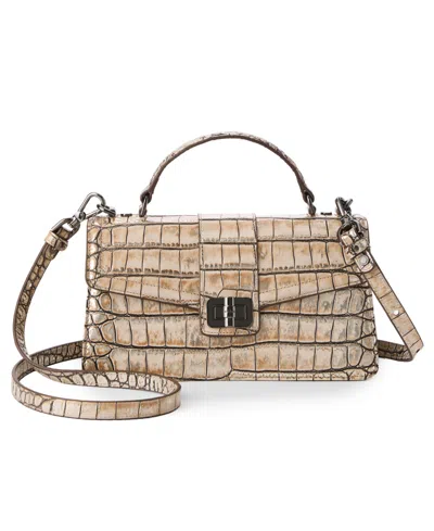 Brahmin Genie Shale Leather Small Crossbody Handbag In Neutral