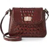 Brahmin Gianna Croc Embossed Leather Crossbody Bag In Burgundy