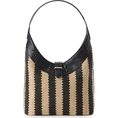 Brahmin Gwynne Croc Embossed Leather Shoulder Bag In Black