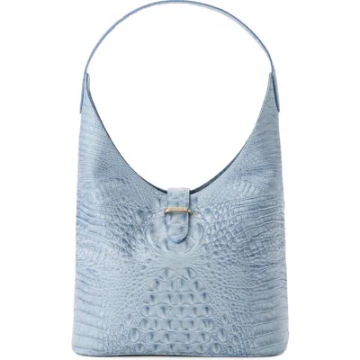 Brahmin Gwynne Croc Embossed Leather Shoulder Bag In Blue