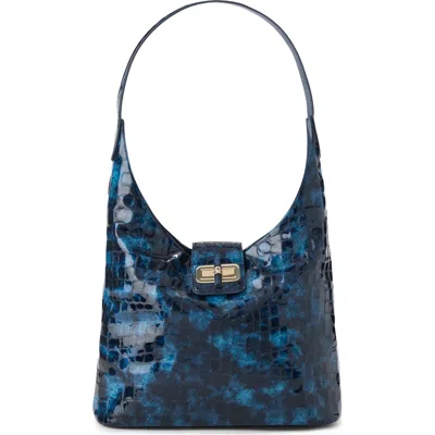 Brahmin Gwynne Croc Embossed Leather Shoulder Bag In Blue