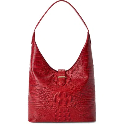 Brahmin Gwynne Croc Embossed Leather Shoulder Bag In Red