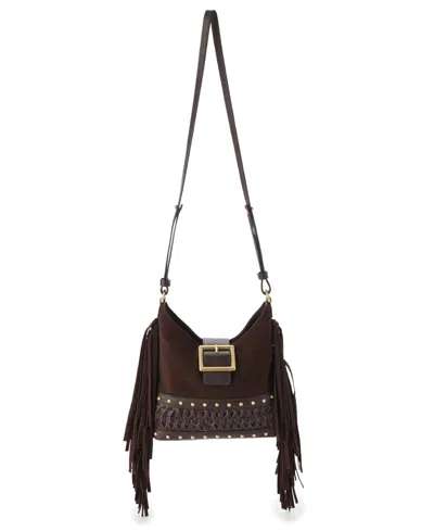 Brahmin Gwynne Small Suede Crossbody Handbag In Chocolate