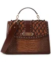Brahmin Hallie Leather Satchel In Brown