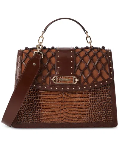 Brahmin Hallie Leather Satchel In Brown
