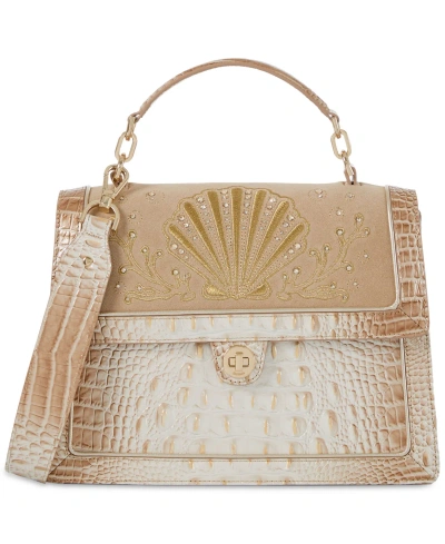 Brahmin Hallie Leather Satchel In Birch