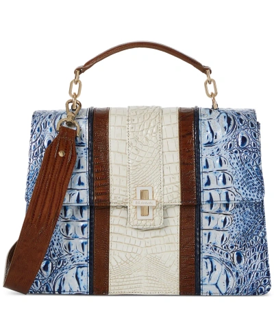 Brahmin Hallie Leather Satchel In Blue