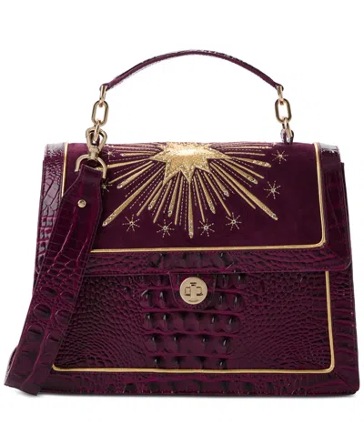 Brahmin Hallie Revel Leather Satchel In Sugar Plum