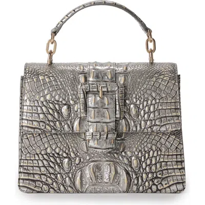 Leather Croc Embossed Top Handle Bag