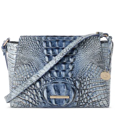 Brahmin Hillary Croc Embossed Leather Crossbody Bag In Bellbottom Blue