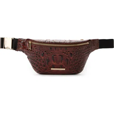 Brahmin Hollis Croc Embossed Leather Sling Bag In Pecan
