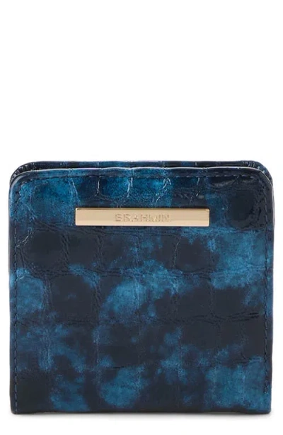 Brahmin Jane Croc Embossed Leather Bifold Wallet In Blue