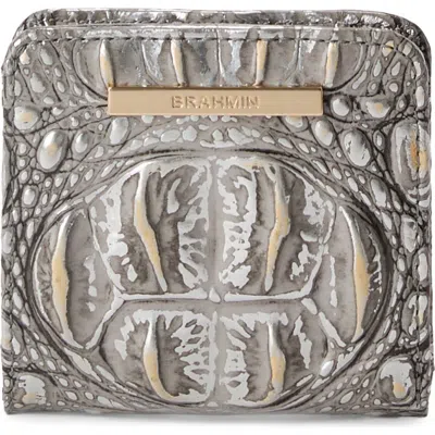 Brahmin Jane Croc Embossed Leather Bifold Wallet In Chrome