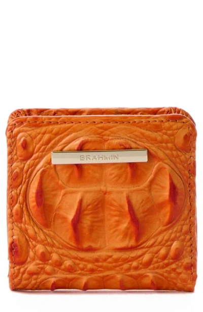 Brahmin Jane Croc Embossed Leather Wallet In Mandarin Orange