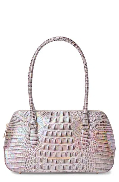 Brahmin Jennifer Croc Embossed Leather Shoulder Bag In Gray