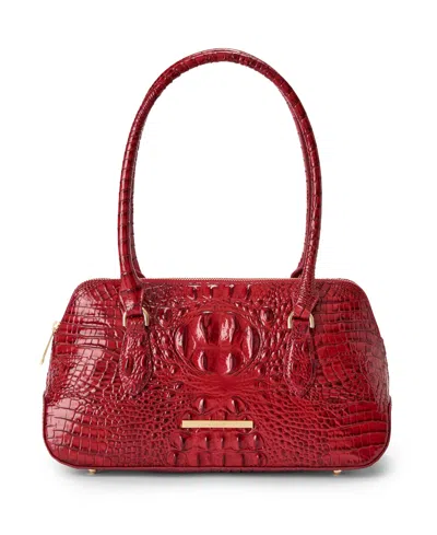 Brahmin Jennifer Melbourne Medium Leather Satchel Handbag In Red