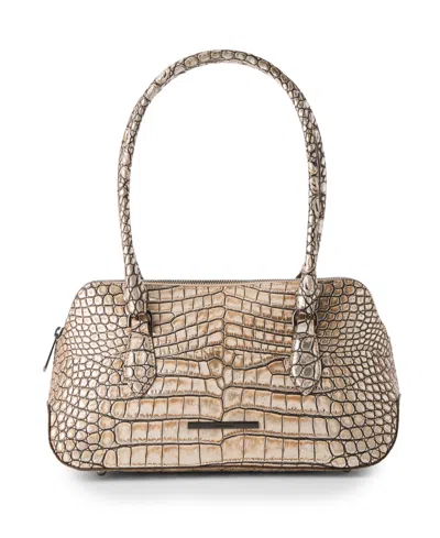 Brahmin Jennifer Shale Medium Leather Satchel Handbag In Neutral