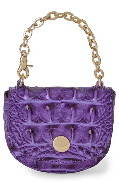 Brahmin Joy Croc Embossed Leather Pouch In Purple