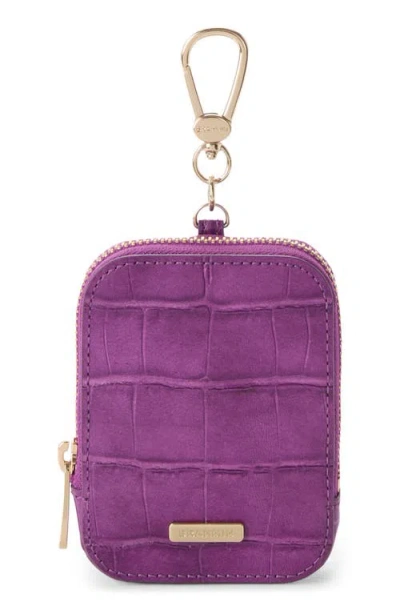 Brahmin Katelynn Croc Embossed Leather Coin Pouch In Purple