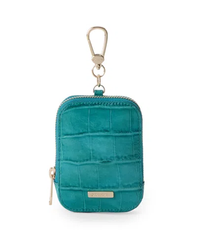 Brahmin Katelynn Mini Leather Zip Coin Purse In Turquoise Stone Alba