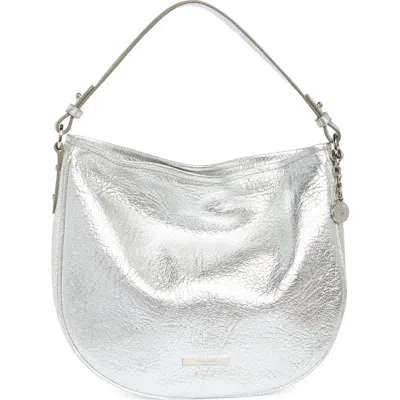 Brahmin Kathleen Small Metallic Leather Bag In Silver Duchess