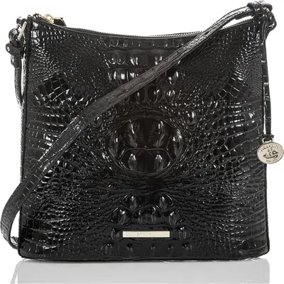 Brahmin Katie Croc Embossed Leather Crossbody Bag In Black